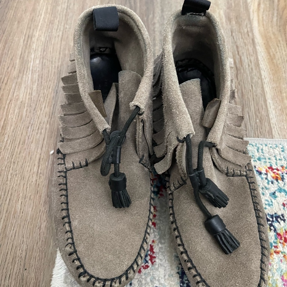 Rag & Bone Ankle Bootie Boot sz 7 Suede Leather Fringe Moc Pull-on Slip-on 37 - Picture 2 of 8